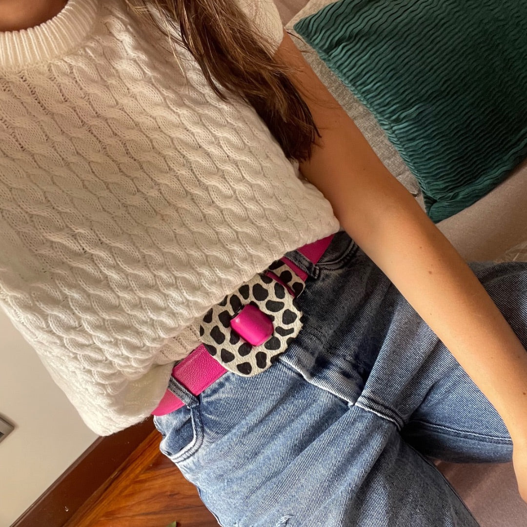 Green-Cheetah Belt Square Buckle