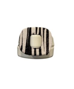 Correa blanco-cebra hebilla cuadrada