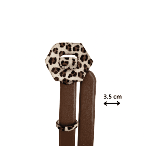 Correa cafe-leopardo hebilla hexagonal - Imagen 2