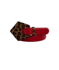 Correa pentagono print leopardo-rojo