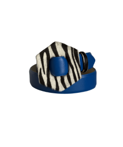 Correa azul rey cebra hebilla hexagonal